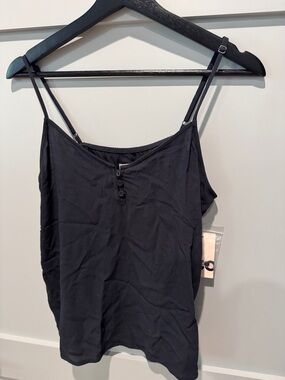 SO Black Spaghetti Strap Cami with Front Buttons